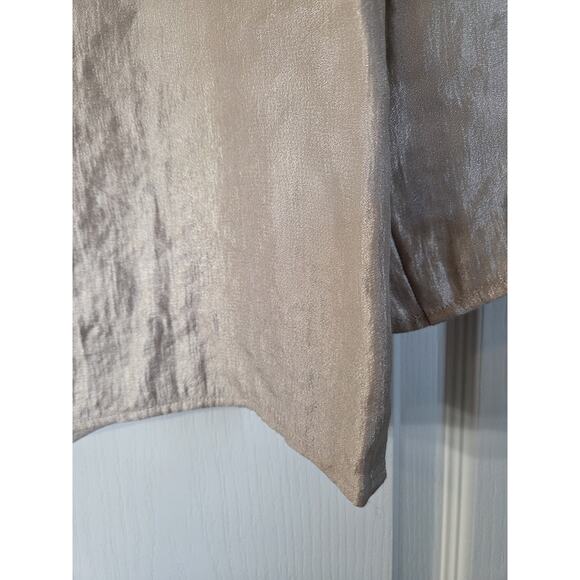 Vilagallo Cream Gold Sheen Shiny Flowy Boho Chic Peasant Top Blouse, Size Large - Picture 10 of 10